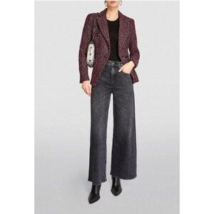 NWT RAG & BONE "Preston" Burgundy Tweed Boucle Double Breasted Blazer Jacket 2